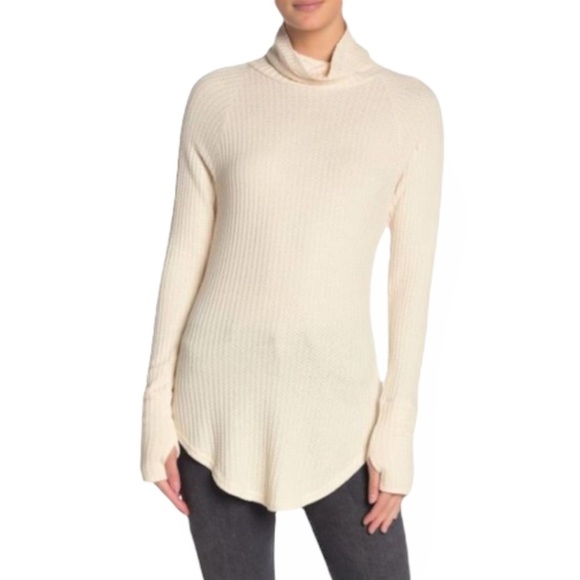Chaser Raglan Sleeve Waffle Knit Turtleneck Top Small - Picture 1 of 4